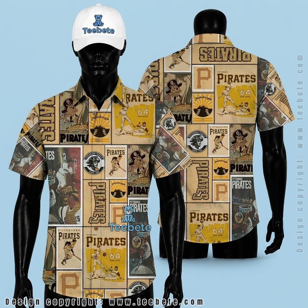 Pittsburgh Pirates Aloha Shirt Vintage Stamp