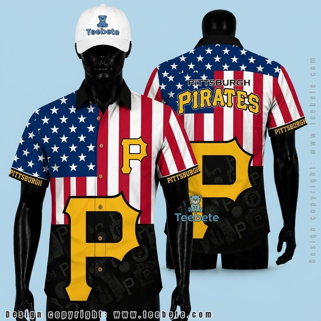 Pittsburgh Pirates Hawaiian Shirt American Flag