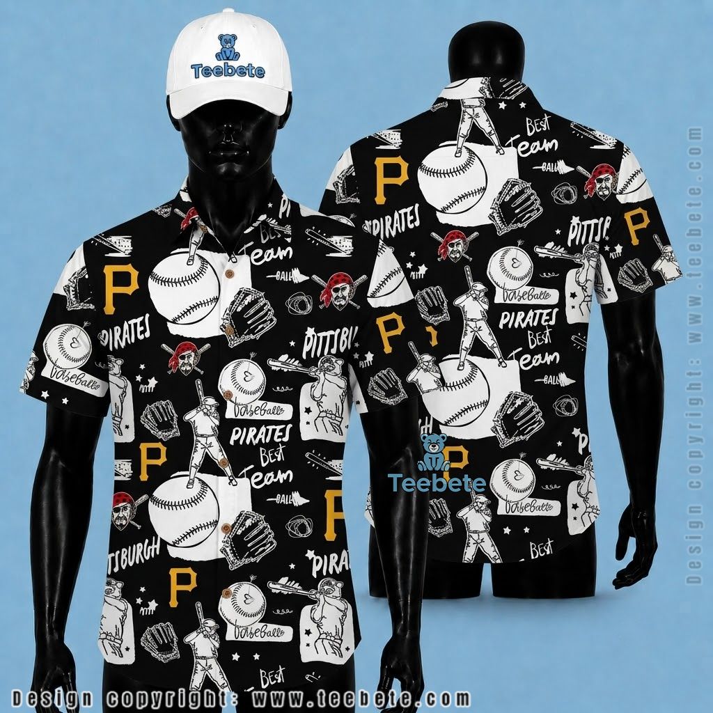 Pittsburgh Pirates Hawaiian Shirt Baseball Sketch