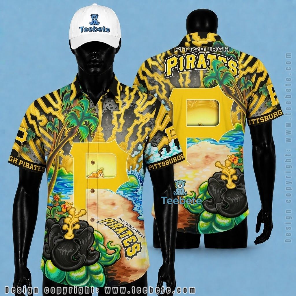 Pittsburgh Pirates Hawaiian Shirt Cartoon Beach Scene