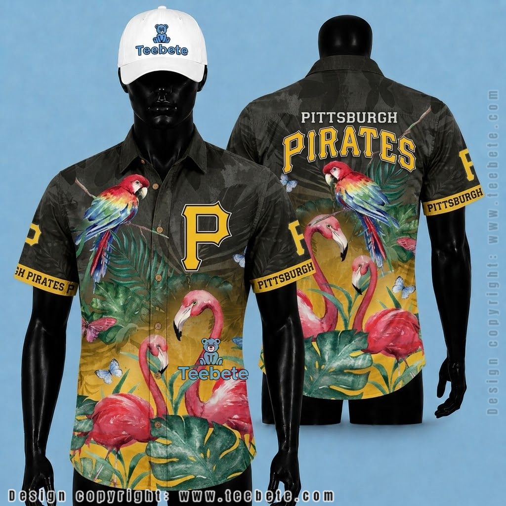Pittsburgh Pirates Hawaiian Shirt Flamingo Parrot Tropical