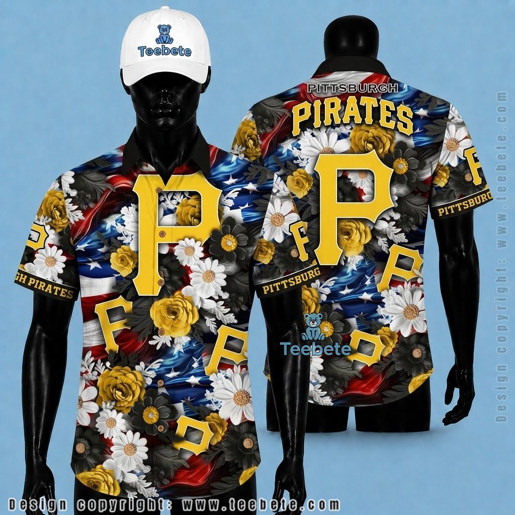 Pittsburgh Pirates Hawaiian Shirt Baseball Sketch