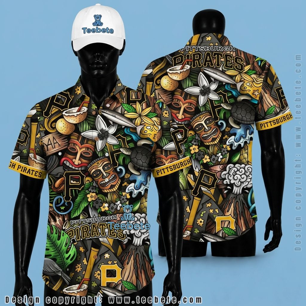 Pittsburgh Pirates Hawaiian Shirt Tiki Bamboo Pattern