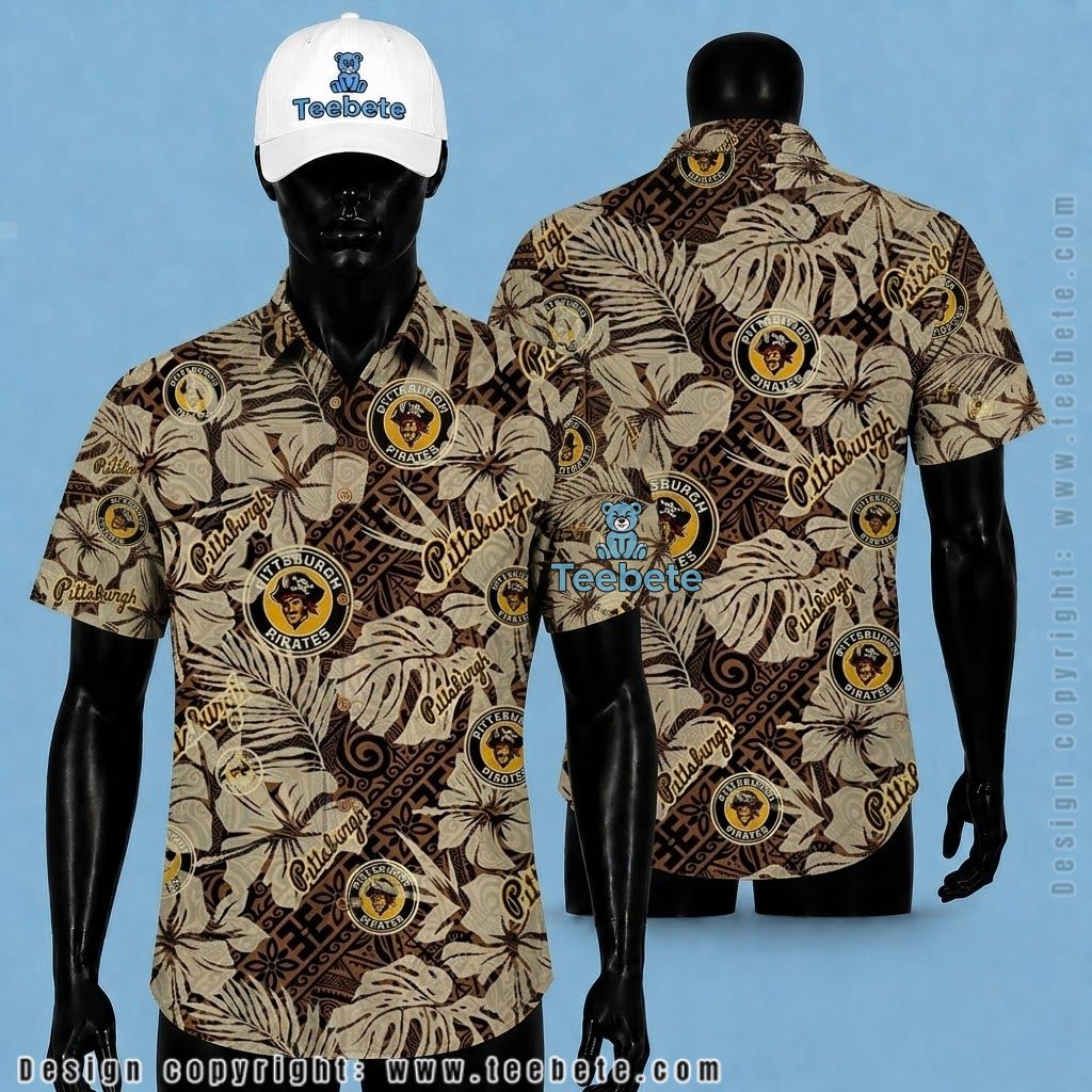 Pittsburgh Pirates Hawaiian Shirt Vintage Tribal Hibiscus