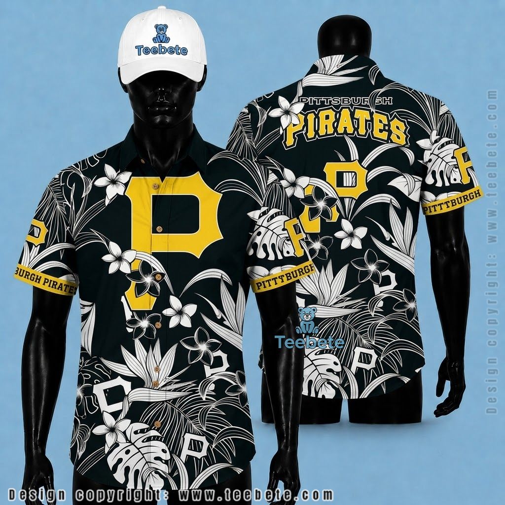 Pittsburgh Pirates Hawaiian Shirt White Plumeria Leaf