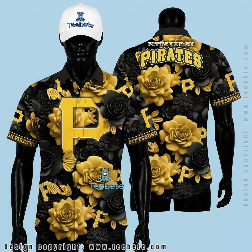 Pittsburgh Pirates Tropical Shirt Gold Black Rose