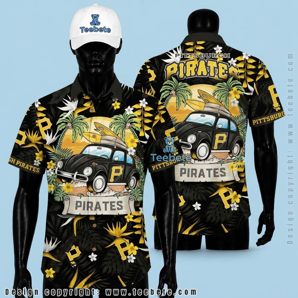 Pittsburgh Pirates Tropical Shirt Surfboard Car