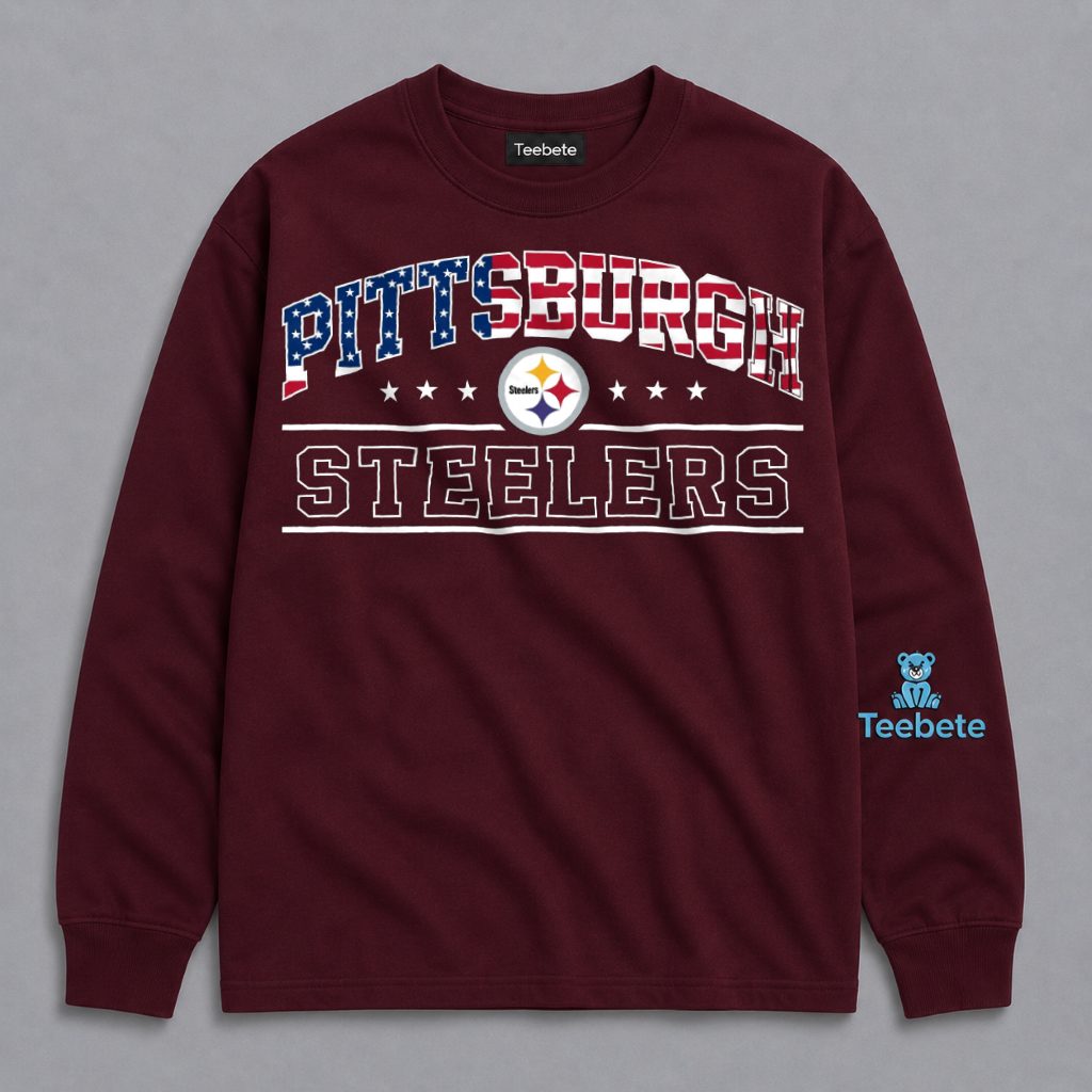 Pittsburgh Steelers American Flag Football Long Sleeve Pittsburgh Steelers American Flag Football Long Sleeve