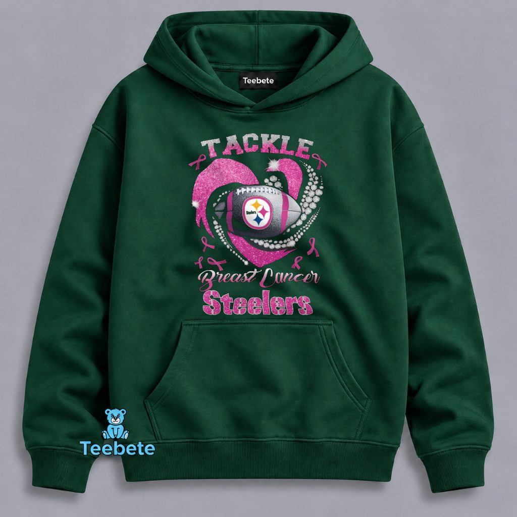 Pittsburgh Steelers Breast Cancer Awareness Heart Hoodie Pittsburgh Steelers Breast Cancer Awareness Heart Hoodie