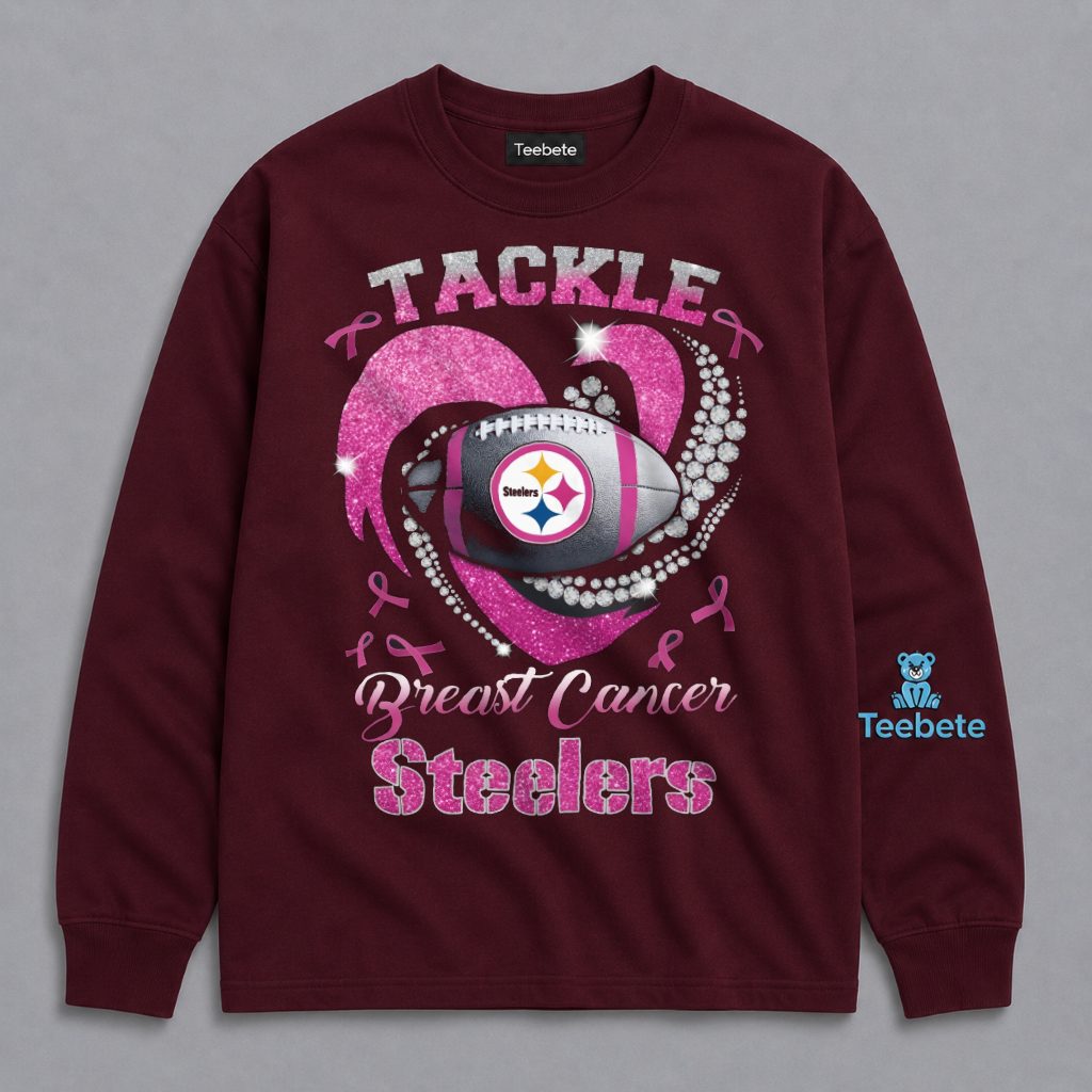 Pittsburgh Steelers Breast Cancer Awareness Heart Long Sleeve Pittsburgh Steelers Breast Cancer Awareness Heart Long Sleeve