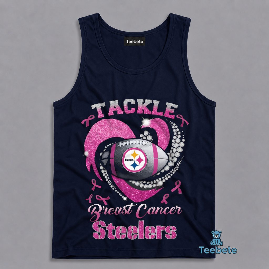 Pittsburgh Steelers Breast Cancer Awareness Heart Tanktop Pittsburgh Steelers Breast Cancer Awareness Heart Tanktop