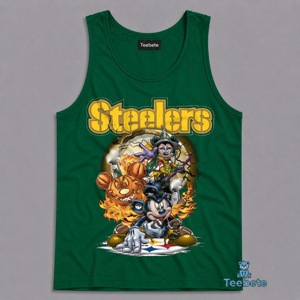 Pittsburgh Steelers Mickey Minnie Halloween Tanktop Pittsburgh Steelers Mickey Minnie Halloween Tanktop