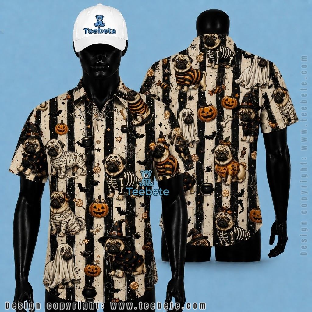 Pug Halloween Hawaiian Shirt