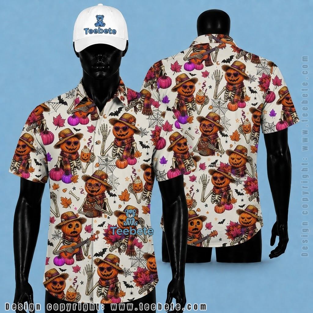 Pumpkin Scarecrow Halloween Aloha Shirt
