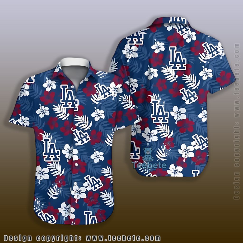 Red White Hibiscus Los Angeles Dodgers Hawaiian Shirt