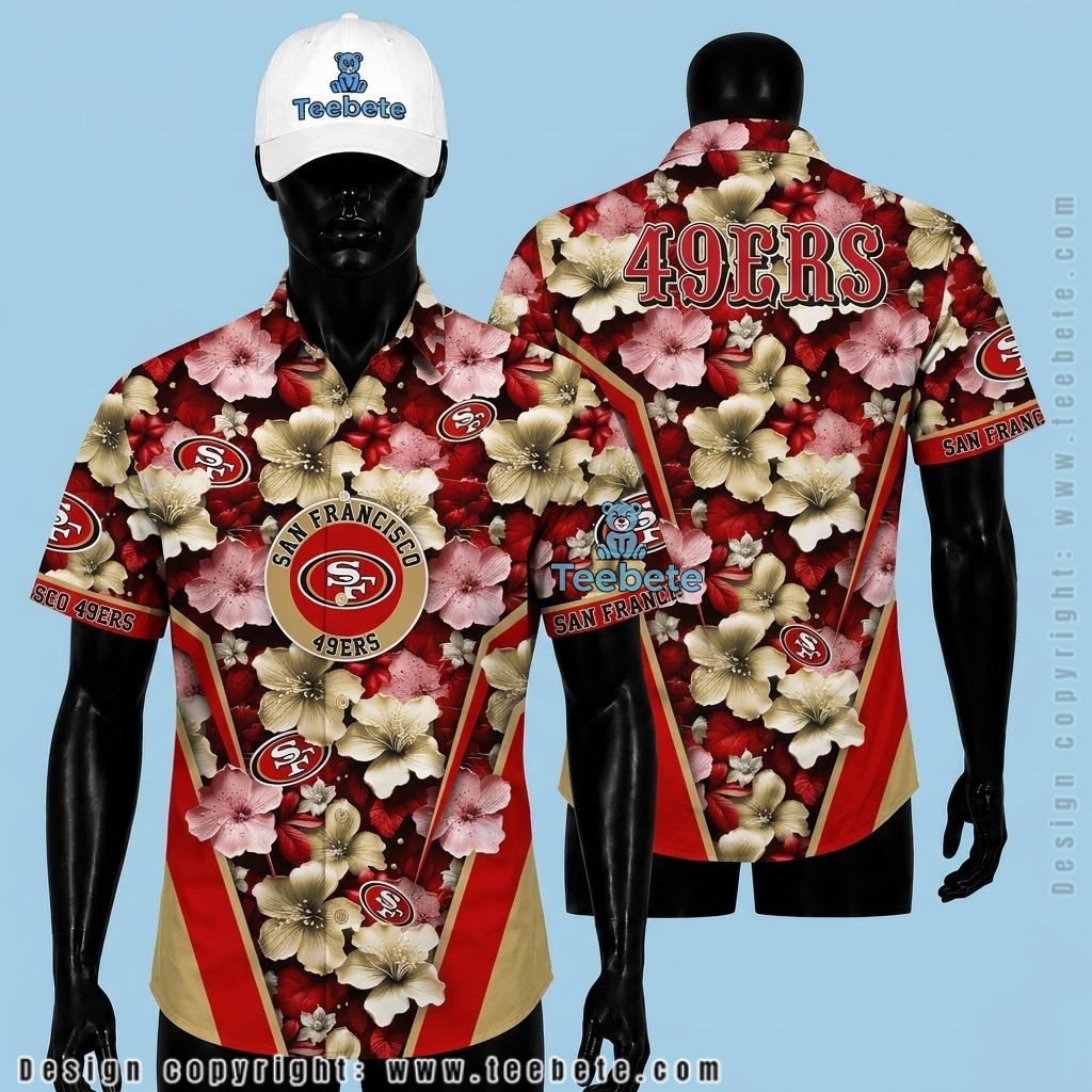 San Francisco 49ers Aloha Shirt Hibiscus Floral