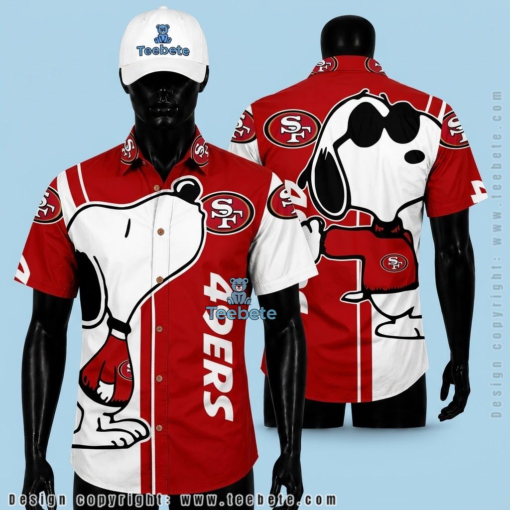 San Francisco 49ers Button Up Shirt Snoopy Cool