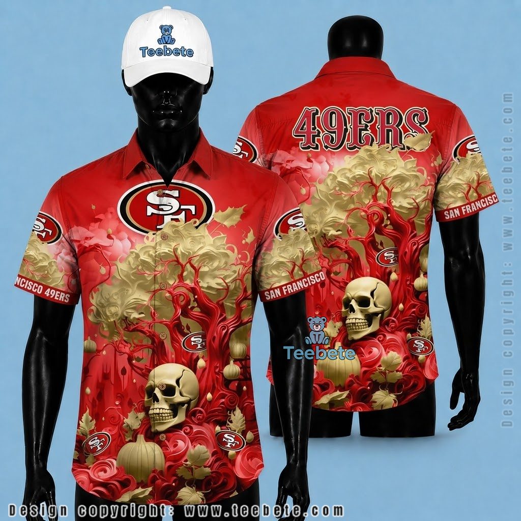 San Francisco 49ers Hawaiian Shirt Gothic Skull