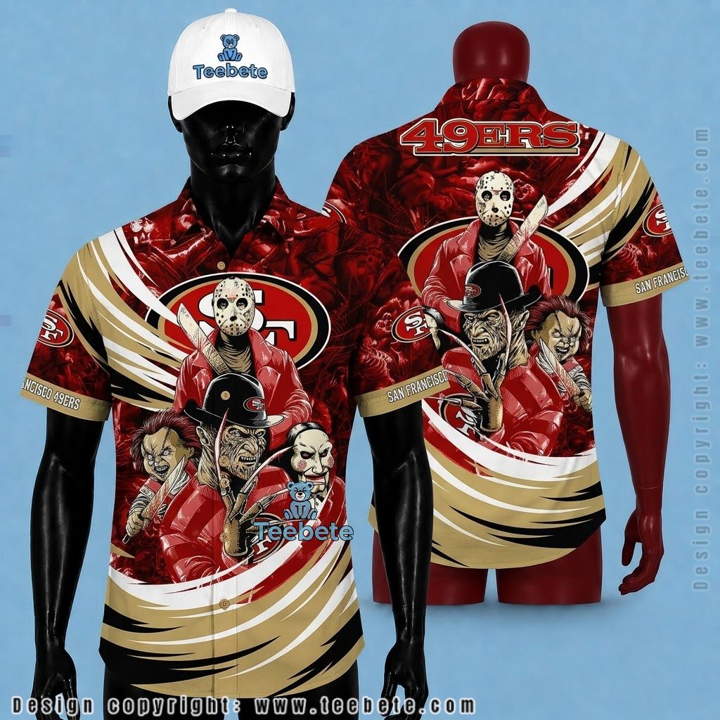 San Francisco 49ers Hawaiian Shirt Horror Characters