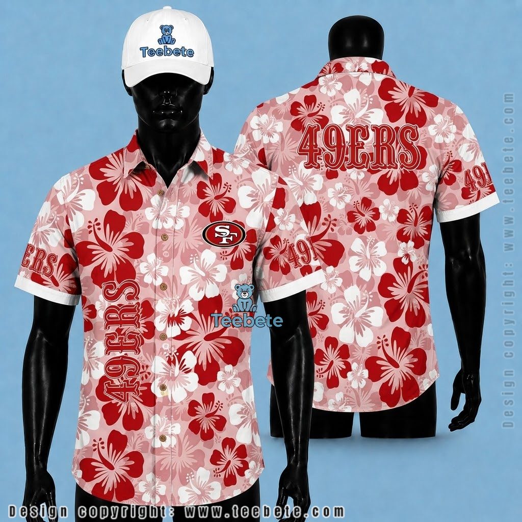 San Francisco 49ers Hawaiian Shirt Personalized Name Pink