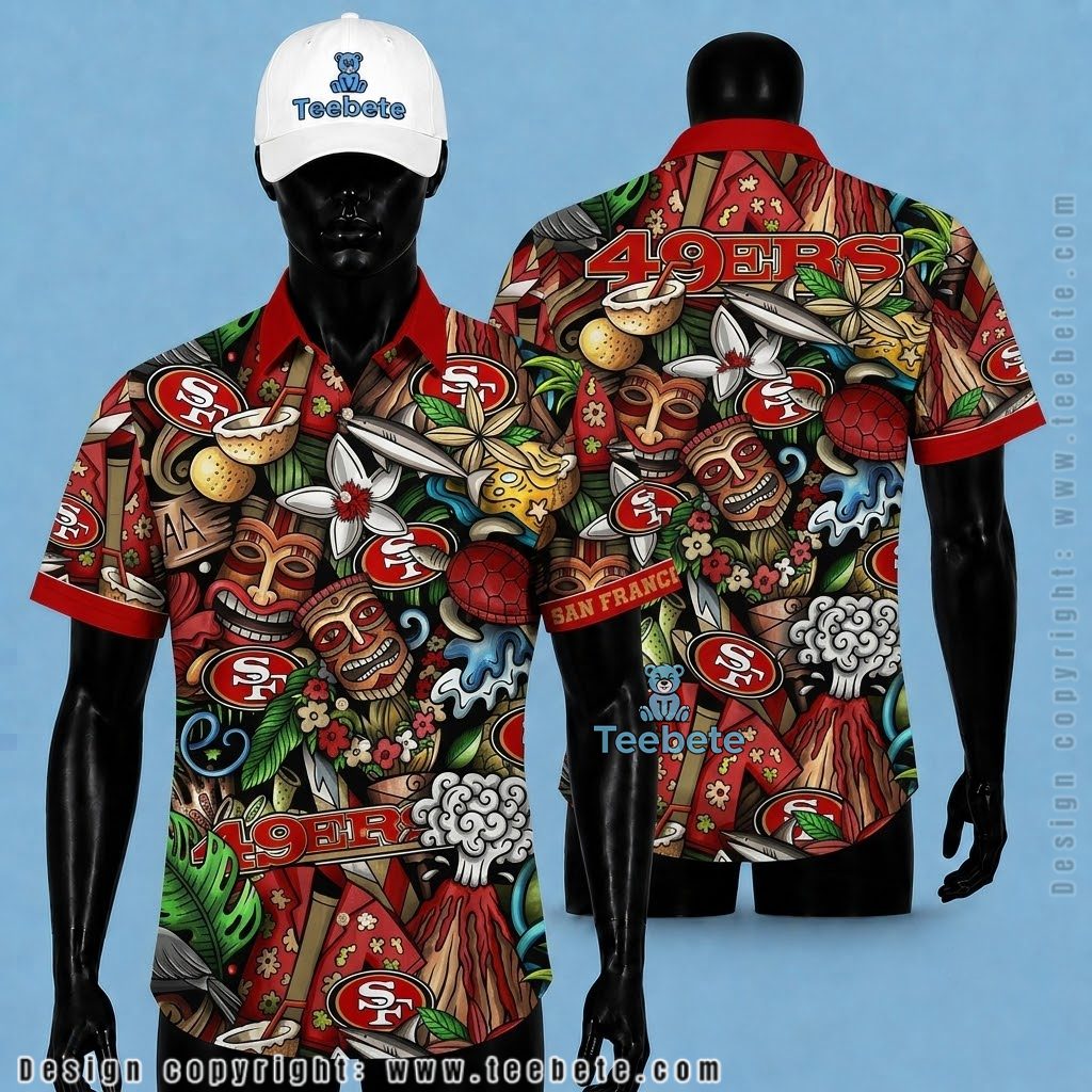 San Francisco 49ers Hawaiian Shirt Tiki Volcano