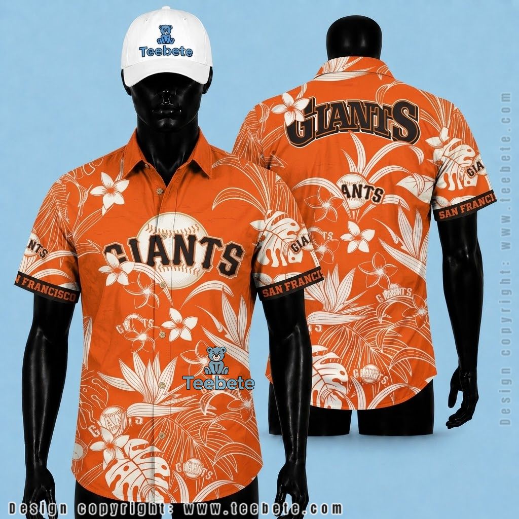 San Francisco Giants Aloha Shirt Coastal Breeze White Leaf