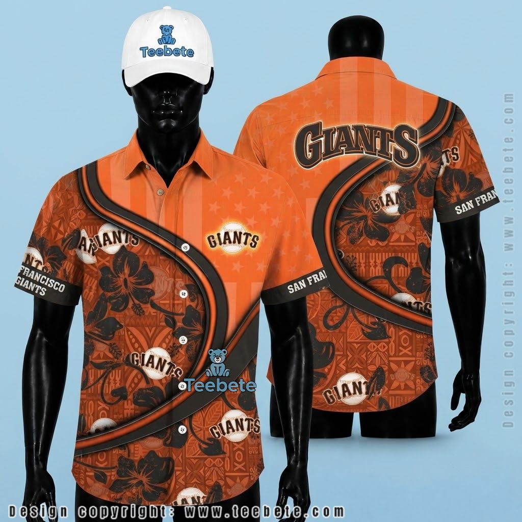 San Francisco Giants Aloha Shirt Geometric Stars Tribal