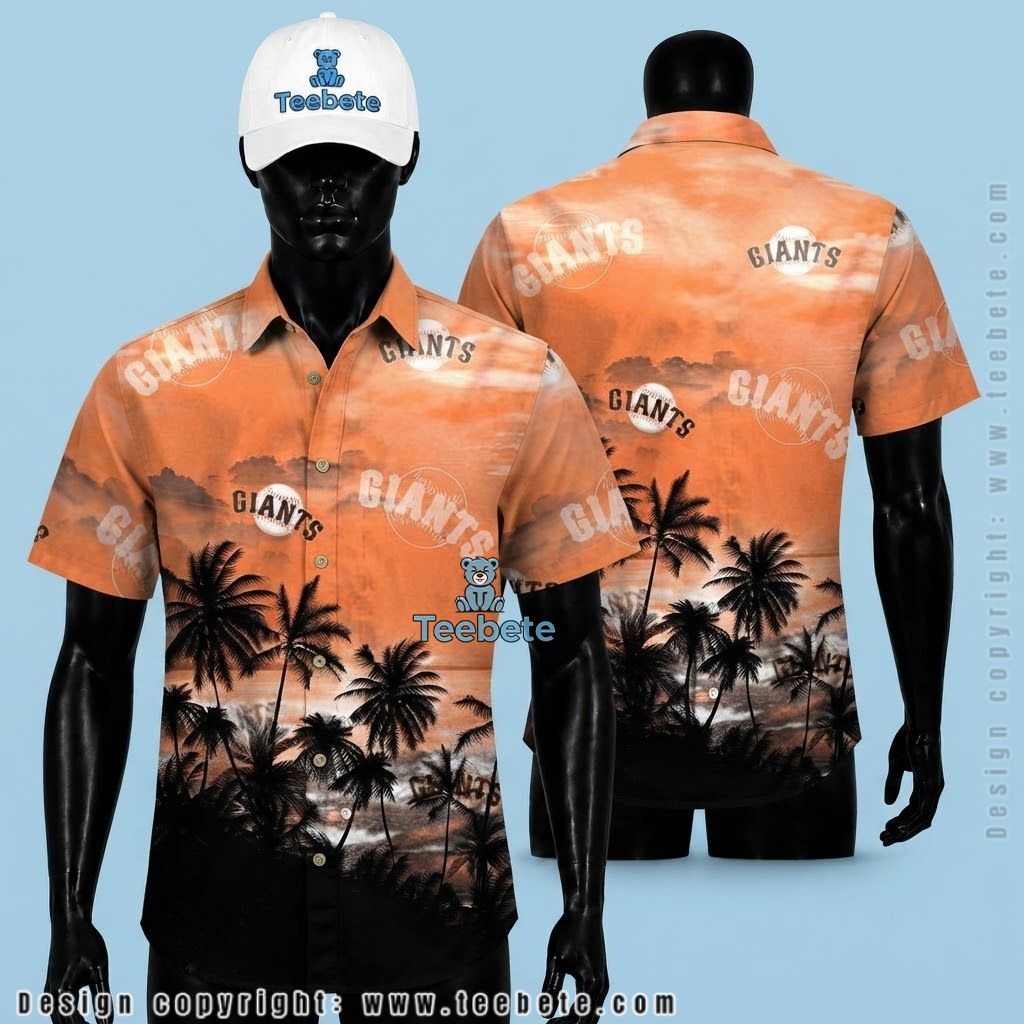 San Francisco Giants Aloha Shirt Palm Silhouette Sunset
