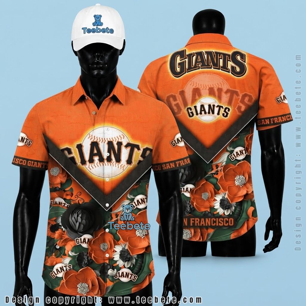 San Francisco Giants Hawaiian Shirt Bold Bloom V Chevron
