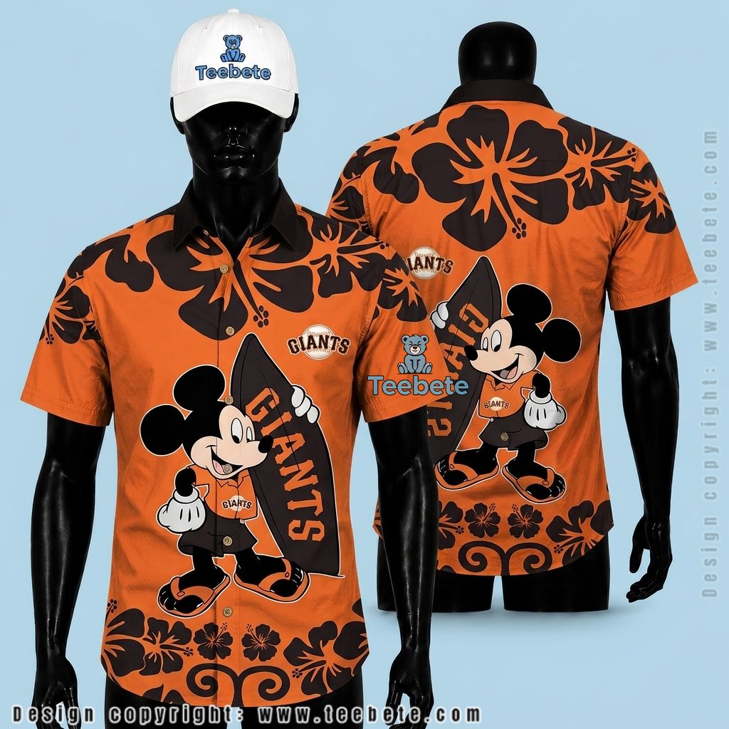 San Francisco Giants Hawaiian Shirt Mickey Mouse Surfer Beach