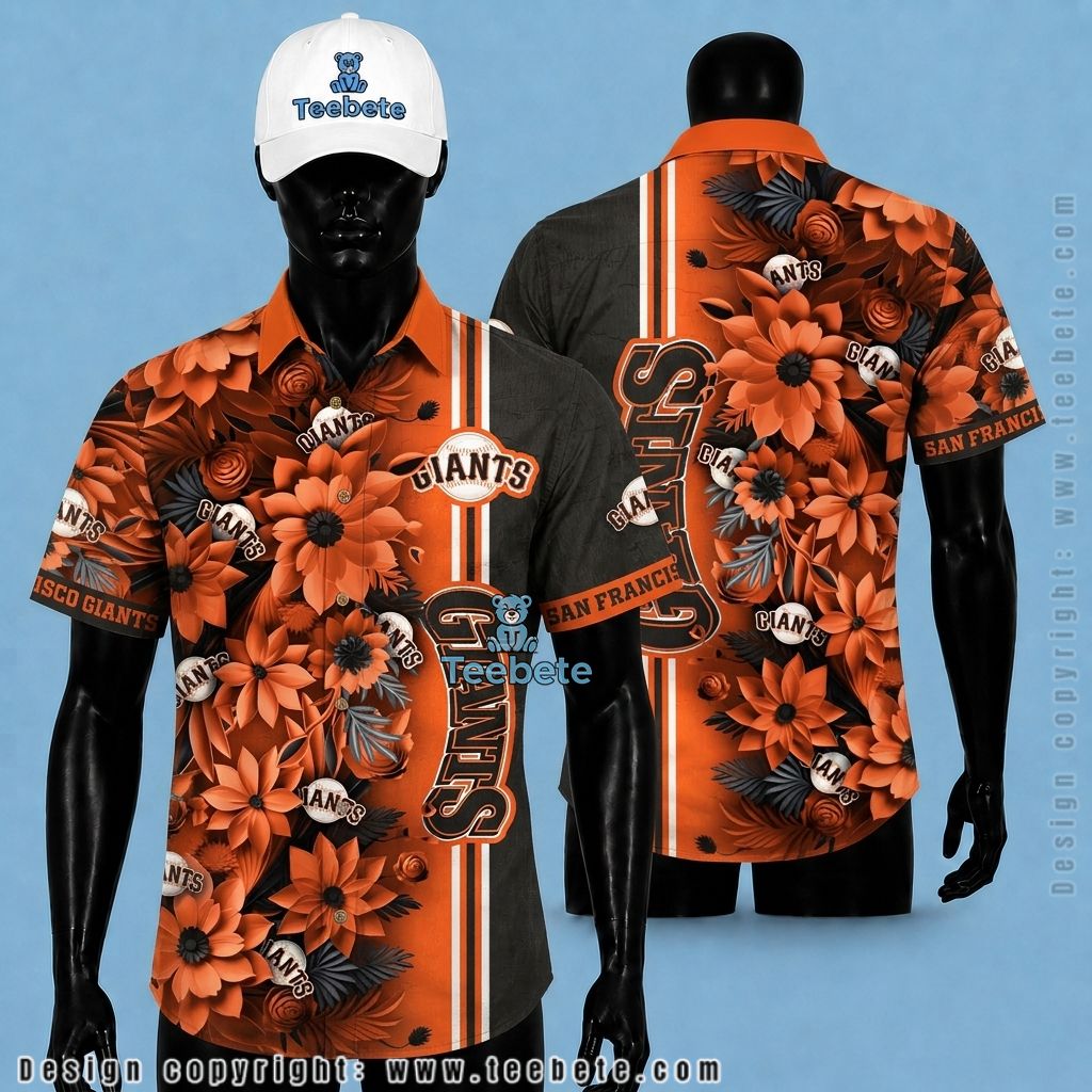 San Francisco Giants Hawaiian Shirt Orange Floral