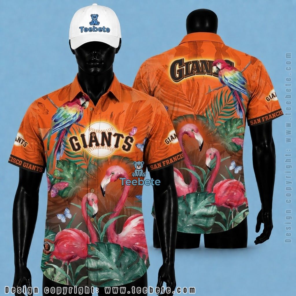 San Francisco Giants Hawaiian Shirt Tropical Birds Flamingo