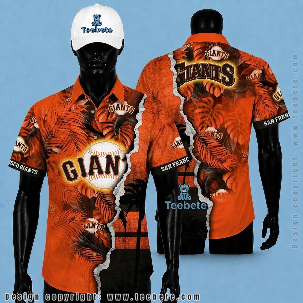 San Francisco Giants Hawaiian Shirt Tropical Palm Tree Baseball