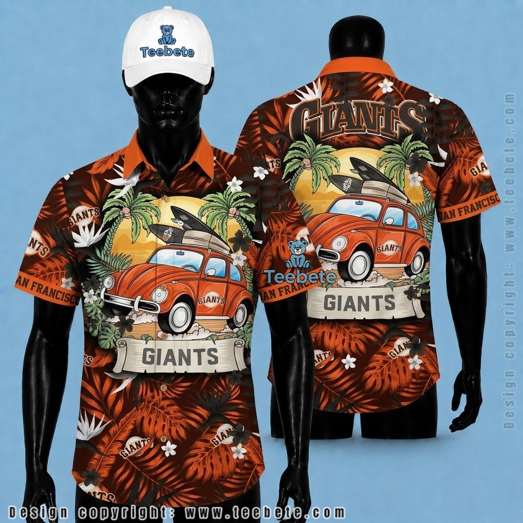 San Francisco Giants Tropical Shirt Retro Car Surfboard Jungle