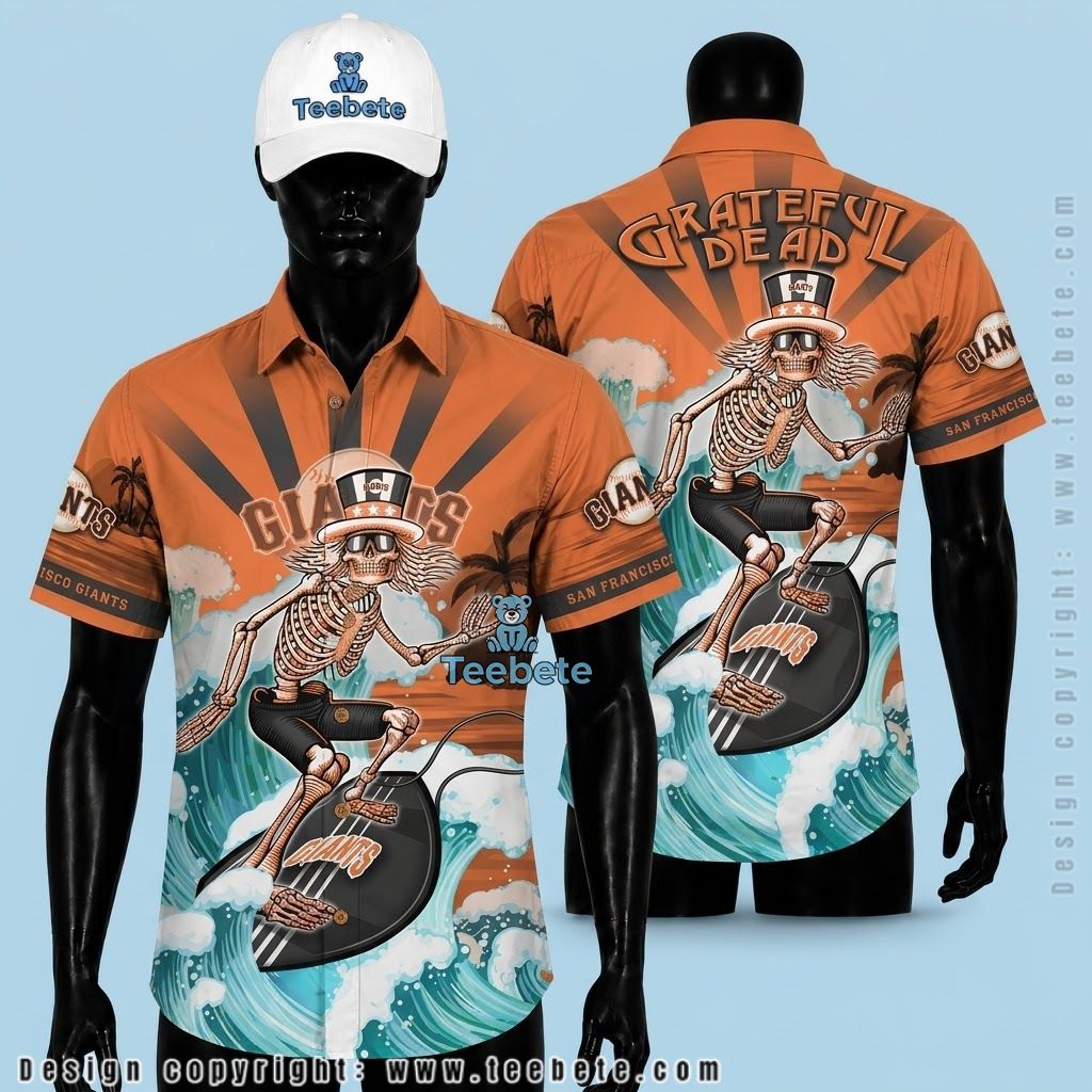 San Francisco Giants Tropical Shirt Skeleton Rider Surfing
