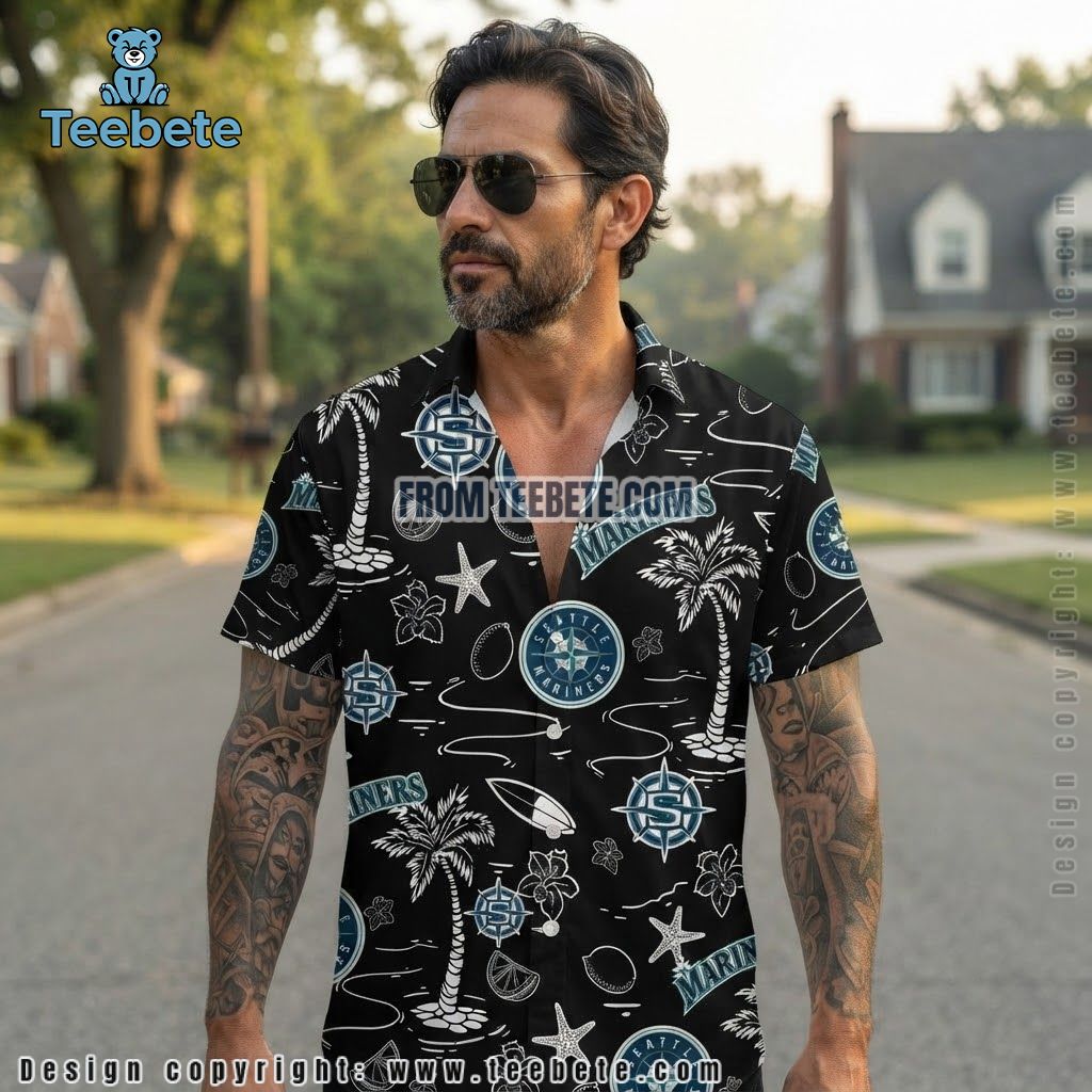 Seattle Mariners Aloha Shirt Black Starfish