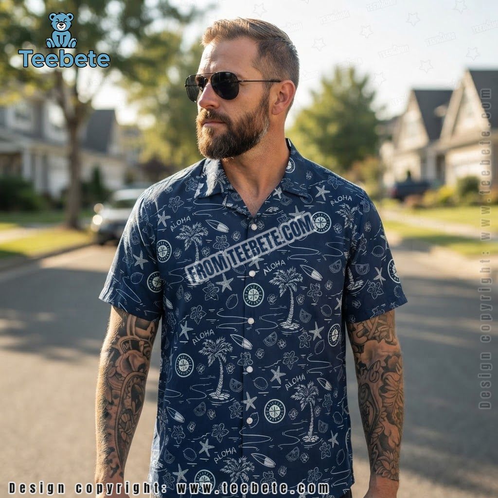Seattle Mariners Aloha Shirt Tropical Palm