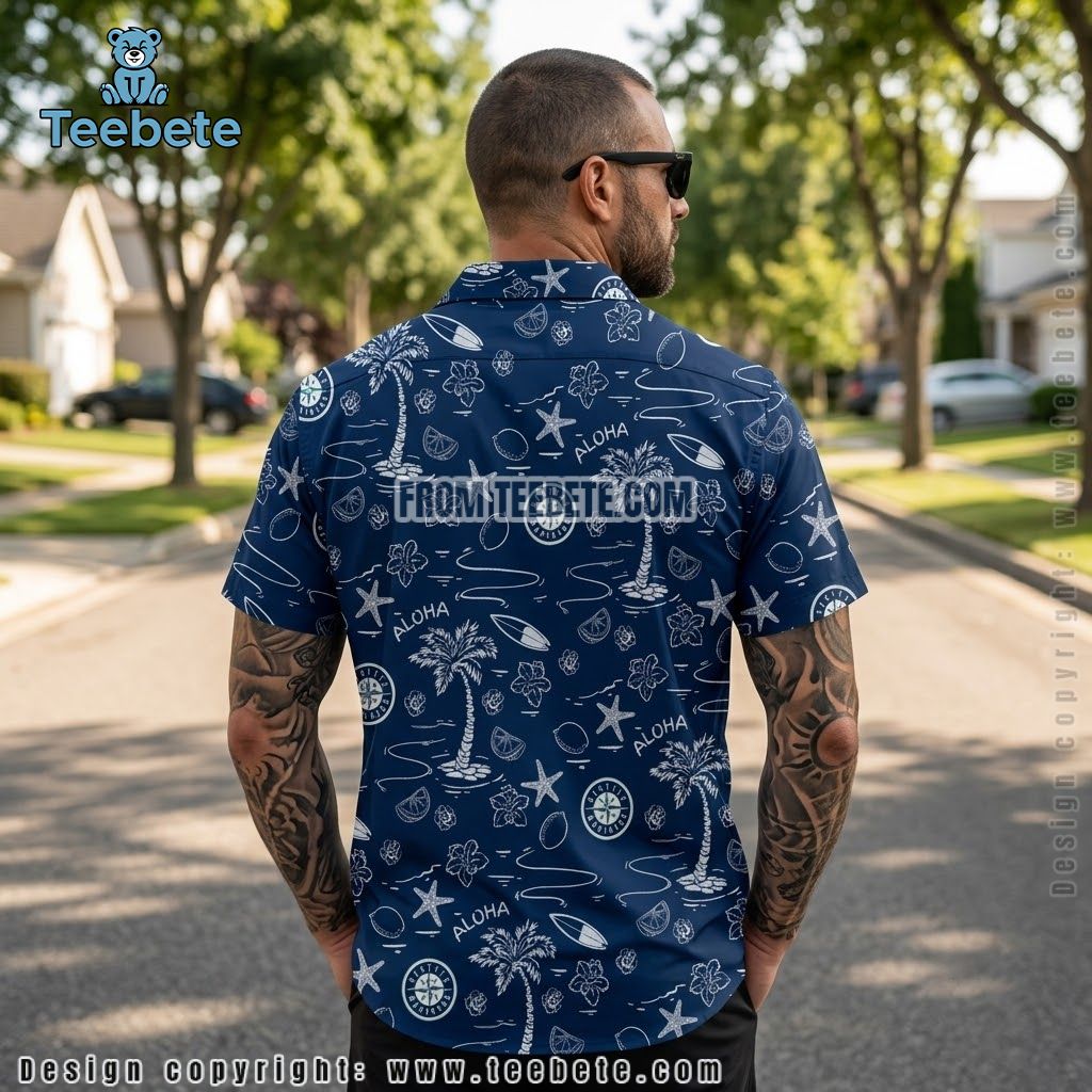 Seattle Mariners Aloha Shirt Tropical Palm Version 2 Seattle Mariners Aloha Shirt Tropical Palm Version 2