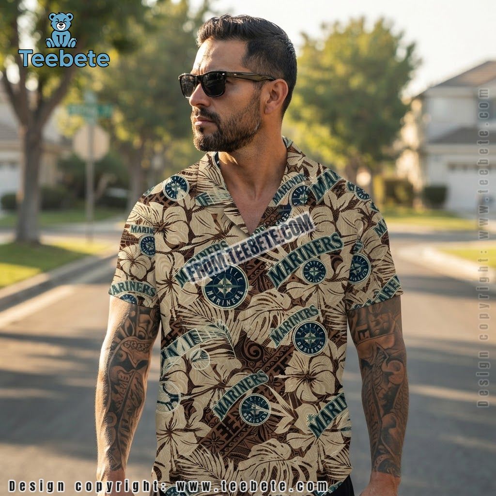 Seattle Mariners Aloha Shirt Vintage Hibiscus