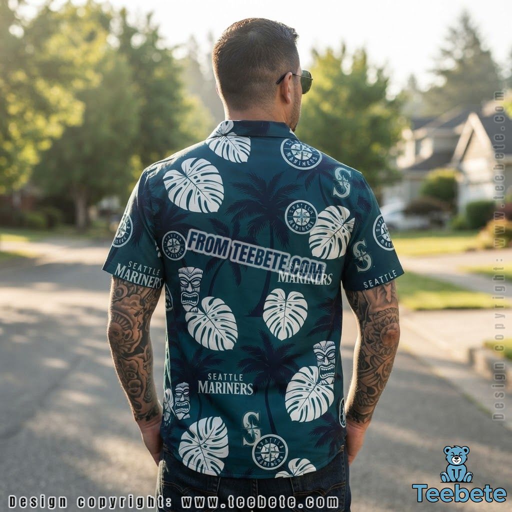 Seattle Mariners Hawaiian Shirt Dark Silhouette Version 2 Seattle Mariners Hawaiian Shirt Dark Silhouette Version 2