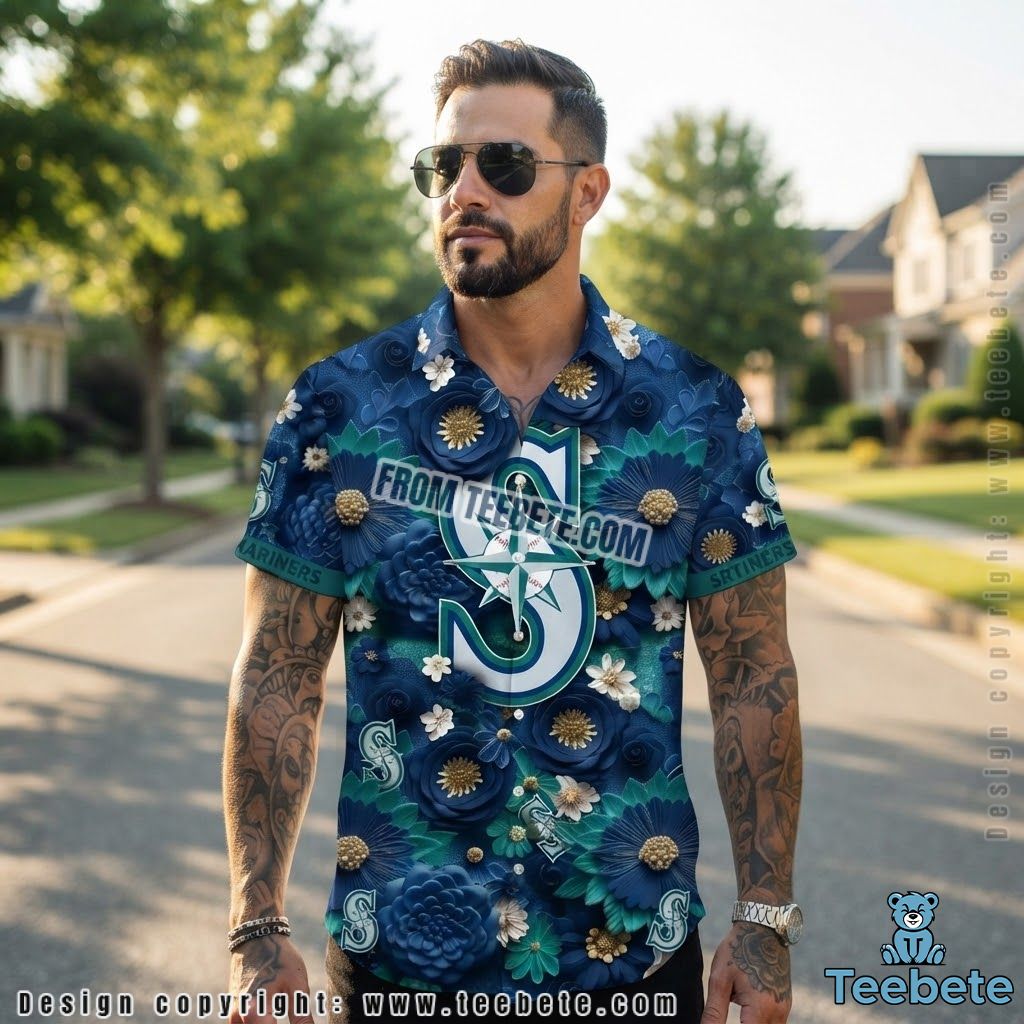 Seattle Mariners Hawaiian Shirt Gold Bloom