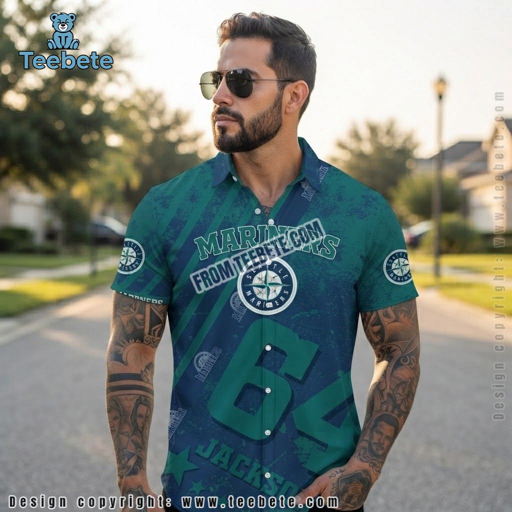 Seattle Mariners Hawaiian Shirt Grunge Compass
