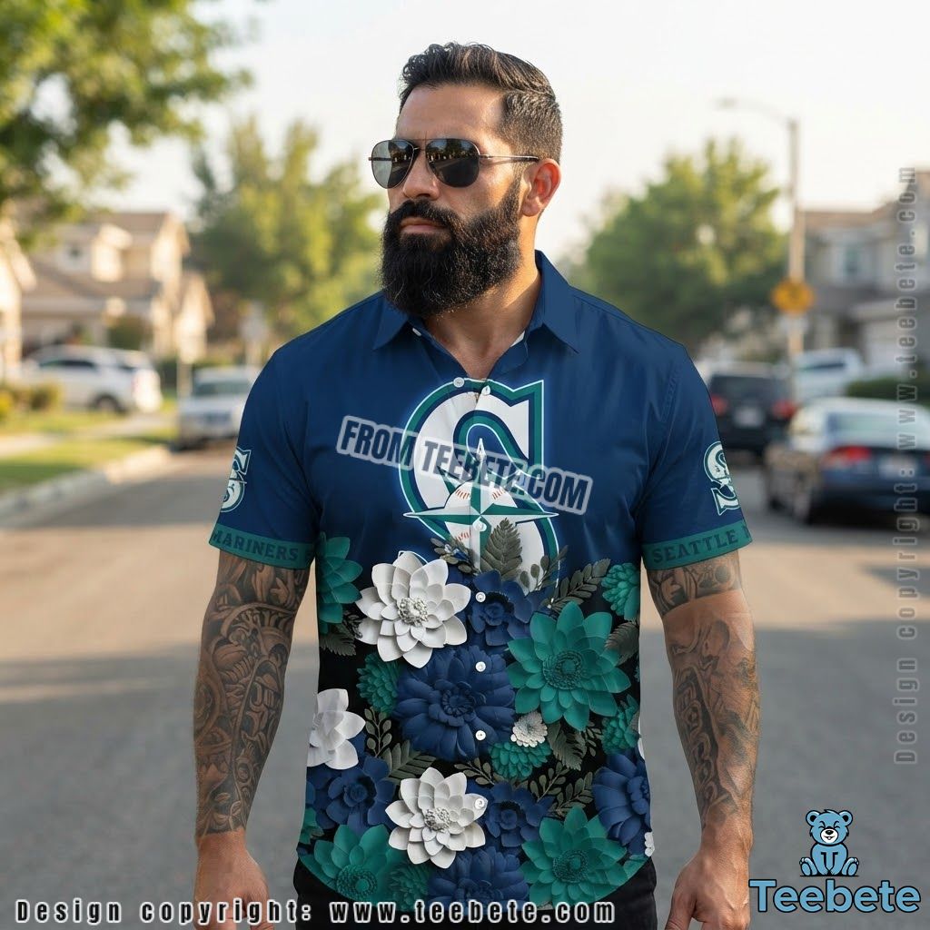 Seattle Mariners Hawaiian Shirt Patriotic Leopard