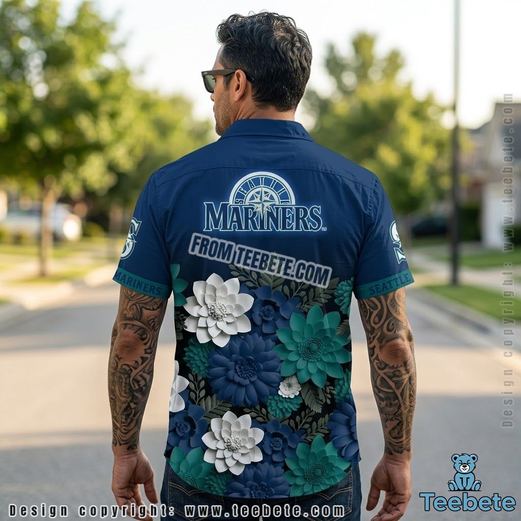 Seattle Mariners Hawaiian Shirt Paper Bloom Version 2 Seattle Mariners Hawaiian Shirt Paper Bloom Version 2