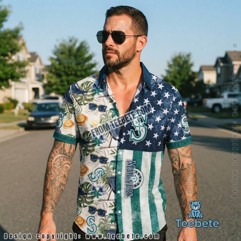 Seattle Mariners Hawaiian Shirt Patriotic Tropical