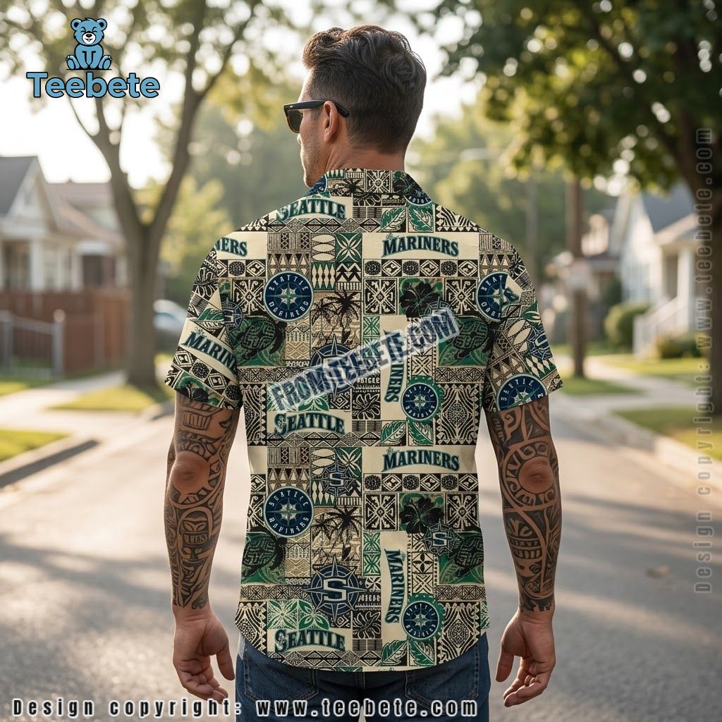 Seattle Mariners Hawaiian Shirt Tiki Patchwork Version 2 Seattle Mariners Hawaiian Shirt Tiki Patchwork Version 2