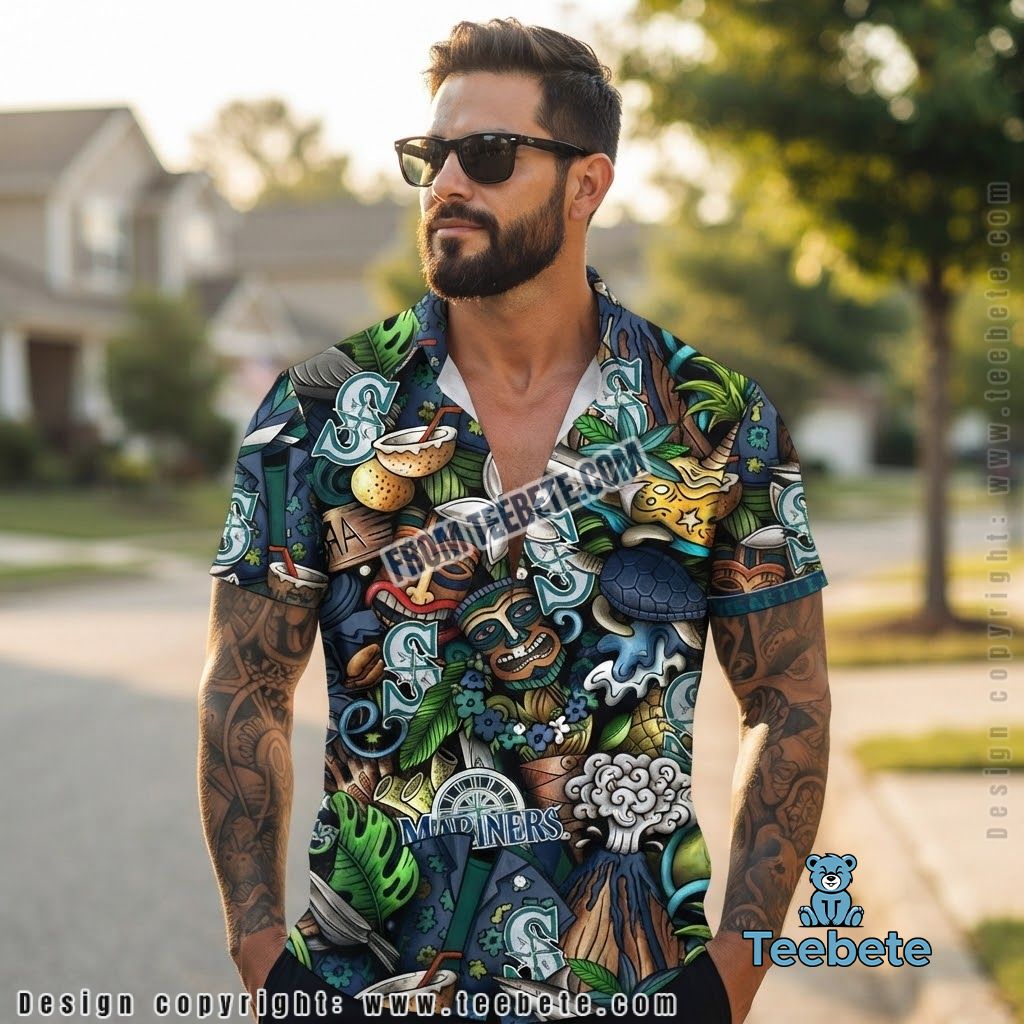 Seattle Mariners Hawaiian Shirt Tiki Volcano
