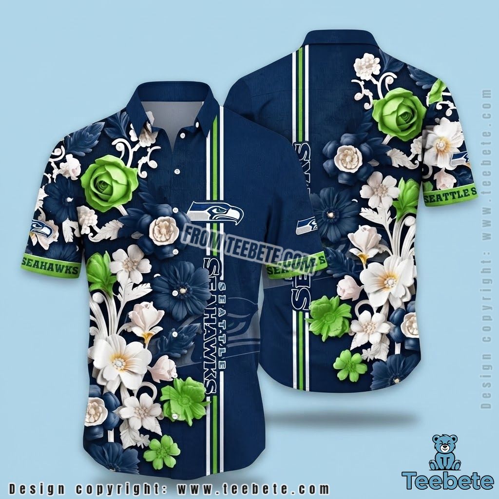 Seattle Seahawks Aloha Shirt Retro Sunset Seattle Seahawks Aloha Shirt Retro Sunset