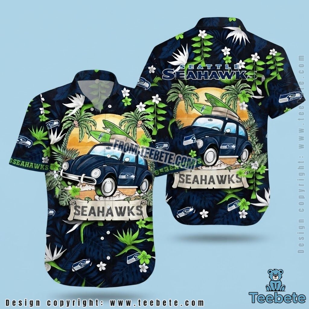 Seattle Seahawks Button Up Shirt Surf Car