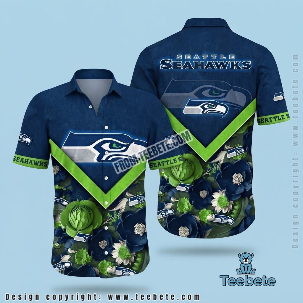 Seattle Seahawks Hawaiian Shirt Beach Scenery